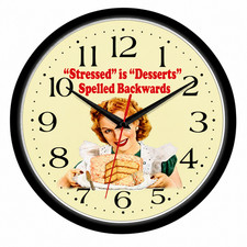 Stressed Is Desserts Spelled Backwards 10 Inch Wall Clock Retro Kitchen Decor picture