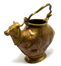 Antique Old Indian Nice Hand Crafted Copper Nandi/Cow Holy Water Pot. G53-405  picture