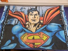 Vintage 1980s Superman Pillowcase DC Comics One Standard Size Daily Planet Metro picture