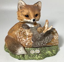 Masterpiece Porcelain by Homco Baby Red Fox w/Snail Figurine 1986 Made in Mexico picture