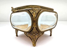 Antique Gilt Brass Vitrine Casket Jewelry Box French Bella Epoque Large 5