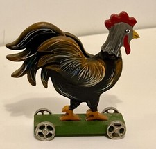 The Barnyard 3D Rooster Riding on Wagon Figurine Vintage ANDY GALL 1995 picture