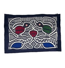VTG Kuna Mola Hand Sewn Art Textile Fabric Folk Fabric Duck Bird Quilt Block picture