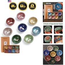 8 PCS Cute Shot Glasses Tea Cups, Portable Soju Sake Cups, Tea Cup Set Carry ... picture