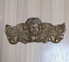 Vtg Brass Cherub Wall Plaque Angel Art Nouveau Decor 10