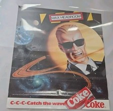 VINTAGE 1980S C-C-C-CATCH THE WAVE COKE ADVERTISING POSTER MAX HEADROOM IN SPACE picture