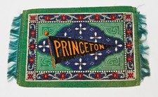 Princeton Univ Cigarette Tobacco Felt Carpet Rug 8-1/4” x 5” Vintage 1900s Green picture