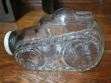 ANTIQUE & VERY RARE ARGENTINA WAR TANK GLASS FIGURE CANDY CONTAINER DISPENSER picture