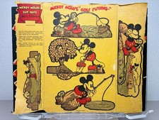 1934 Post Toasties Cereal Disney Cardboard Cutout Mickey Mouse Goes Fishing picture