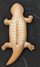 Vintage Handmade Clay Gecko Lizard Hanging Wall Thermometer  11