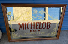 Vintage Michelob Beer Mirror Anheuser Busch Since 1896 Wood Frame 26x18 picture