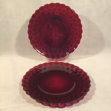 PV07958 Vintage Anchor Hocking Ruby BUBBLE Dinner Plate - 2pcs picture
