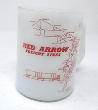 Vintage Red Arrow  Freight Lines Milk Glass Coffee Mug Federal Heat Proof 1960s picture