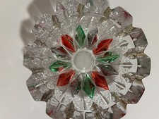 VTG ROUND LEAD CRYSTAL CLEAR GLASS ASHTRAY/DIAMOND DESIGN 6.5' x 2