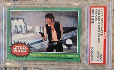 1977 Topps Star Wars Green Series 4 #223 HAN SOLO COVERS HIS FRIENDS PSA 9 MINT  picture