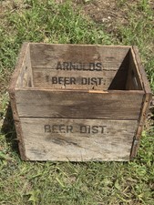 Vintage Arnold's Beer Dist. Corona, NY Wooden Beer Crate dividers Metal Strap picture