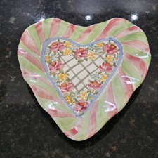 Mackenzie Childs Cabbage Rose Fluted Heart Trinket Tray Glen Park picture