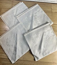 Vintage White Floral Damask Cloth Napkins Set of 4 Floral elegant Dining 14