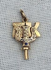 10k Vintage Alpha Kappa Psi Fraternity Key Enamel Eye Pendant Charm 3 gms c.1940 picture