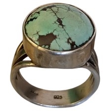 Astute Navajo Tillie Jon Sterling Silver Darling Darlene Turquoise Ringsz10.90 picture