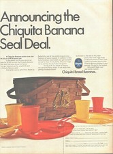 1968 Chiquita Banana Vintage Print Ad Seal Deal Picnic Basket Set picture