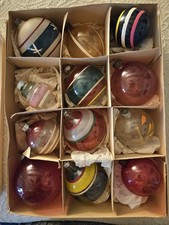 Vintage Christmas Ornaments WWII Unsilvered Shiny Brite 1940's Mercury Glass 12 picture