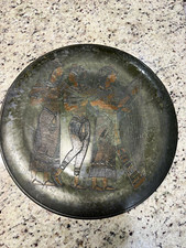 Vintage Engraved Copper Plate with Figural Figures Scene Decorative Dish picture