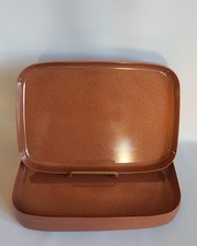 VTG Oblique Melamine Serving Tray By PMC Speckled Terracotta Set of 4 MCM picture