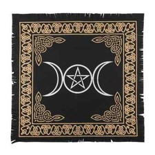 Black and Gold Triple Moon with Pentagram Altar Cloth: 24