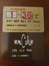 2 Vintage Department Store Credit  Cards Singer and M.M. Cohn picture