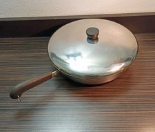 Vtg Revere Ware All Clad Stainless Steel 12” 93  M Clinton IL USA Fry Pan & Lid. picture