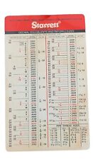 1 Vintage STARRETT Tap Drill Size Decimal Equivalents Pocket Card Chart USA picture