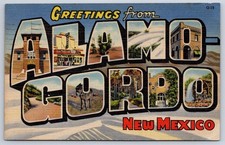 Vintage New Mexico Postcard ALAMOGORDO Large Letter Greetings 1949 picture
