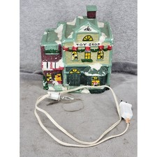 Vintage 1995 A Collection Toy Shop Christmas Village Lighted Ceramic House Green picture