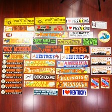 Vintage Bumper Sticker Lot of 45: travel, neon, 1960s, 1970s, Kentucky, ect. picture