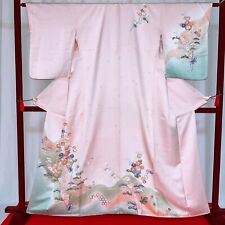 Japanese Kimono 'HOUMONGI' Silk/Pink/Chrysanthemum/Pine/Plum blossom picture