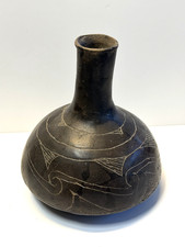 Ancient Archaic Native American Mississipian Caddo Engraved Blackware Pottery picture