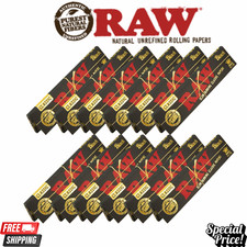 RAW Black King Size 110mm Rolling Papers Natural Ultra Thin Unrefined Slow 10ct picture