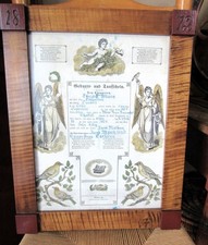 Antique 1872 Penn. German Fraktur Birth Baptism - Hand Painted - Custom Frame picture