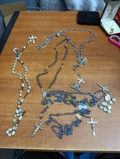 CATHOLIC ROSARIES, Christian religious items assorted lot Benedict picture