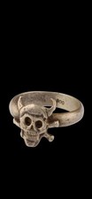 Antique Ww1 Ww2 Era Central European Ring Amulet Devil Satan 800 Silver picture
