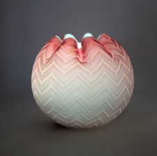 Pink Herringbone Glass Rose Bowl - 1890's 5