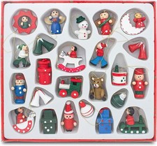 BRUBAKER Wooden Christmas Tree Ornaments - 24 Pieces - Hand-Painted Figurines picture