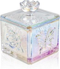 Cute Glass Vintage Candy Jar with Lid Iridescent Colored Glass Candy Jar for ... picture