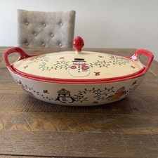 Temp-tations Holiday Winter Whimsy 3 Qt Casserole Dish w/Cover Christmas RARE picture