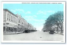 c1920's Oregon Street Looking East From 7th Street Hiawatha Kansas KS Postcard picture