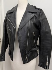 VTG Hein Gericke HARLEY-DAVIDSON Womens 36 Black LEATHER Motorcycle Biker JACKET picture