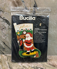 RARE Vintage 80’s Bucilla Santa Christmas Stocking Kit Hearthside Hangings 48605 picture