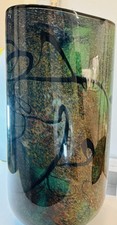 NEMTOI/SIGNED/LARGE/TRIANGULAR VASE/ FOREST COLORS/10/10/HEAVY/EUC picture