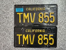 1963 Black California License Plates, 1967 Validation, DMV Clear Guaranteed, G picture